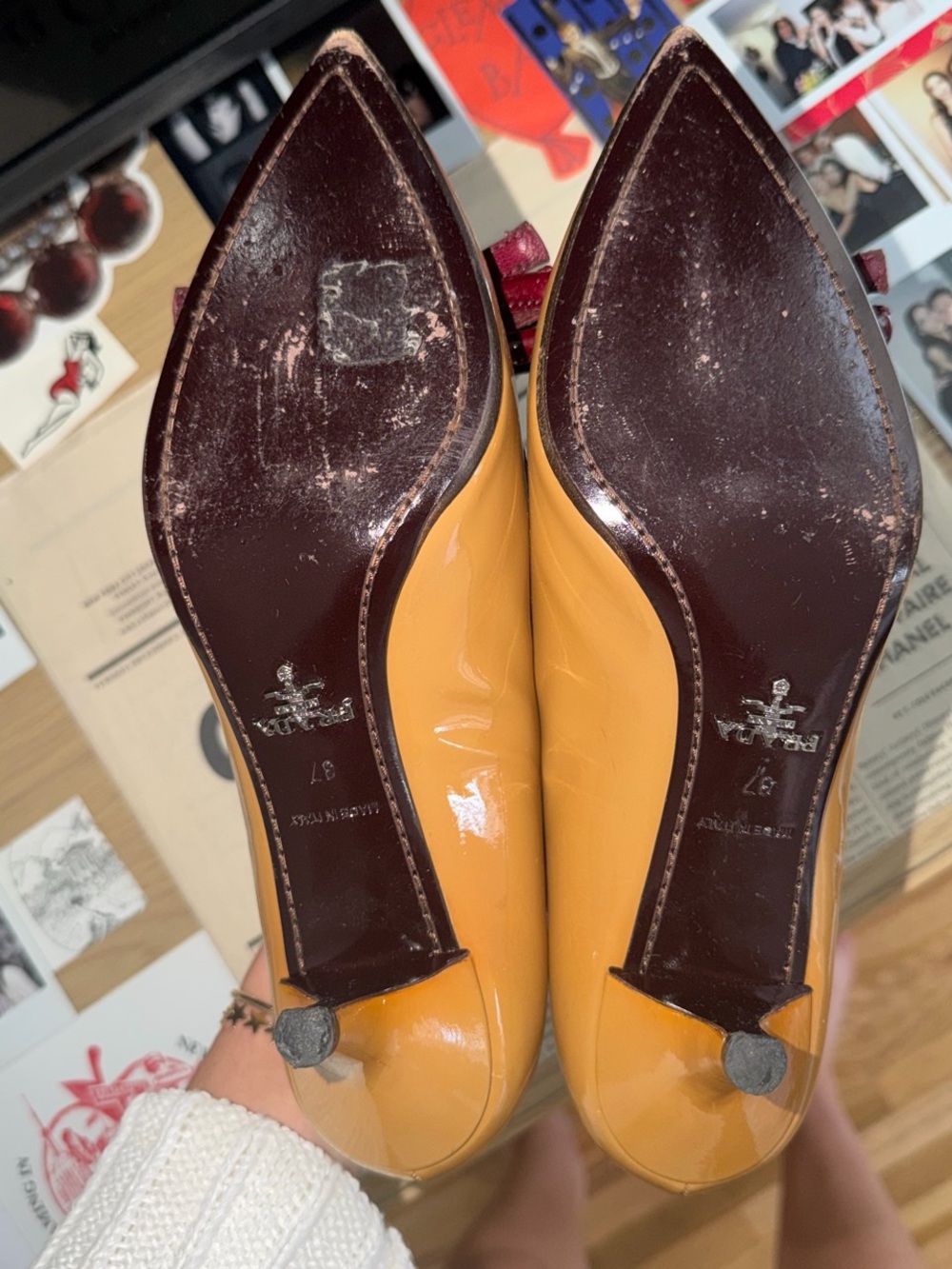 Prada Patent Leather Bow Kitten Heels | Size 37 Vintage - Picture 4 of 7